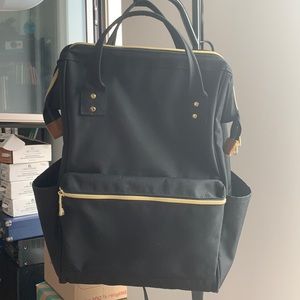 Black wide opening backpack